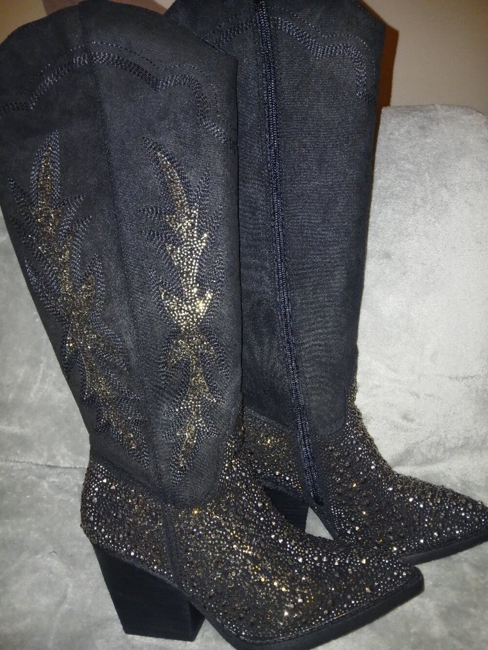 Black rhinestone cowgirl boots